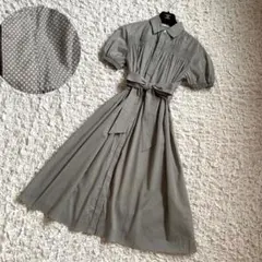 OLD ENGLAND 日本製　綿麻　チェック柄ロングワンピース　ベルトリボン付 OLD ENGLAND 日本製 綿麻 チェック柄ロングワンピース ベルトリボン付