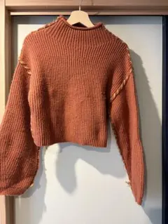 リブハイネック ニット