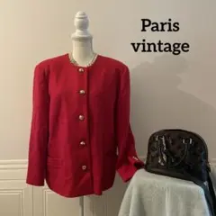 【3万円】Paris vintage レッド　ボタンデザイン　ジャケット