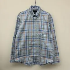 LANDS' END 長袖シャツ チェック柄 ライトブルー M サ27のサムネイル