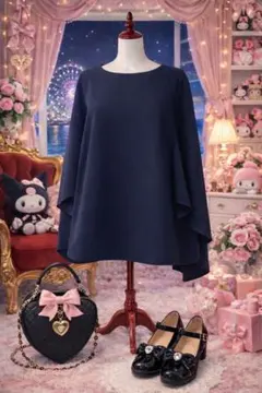 新品タグ付 UNTITLED ポンチョ風シャツ 大きいサイズ44／管A１０