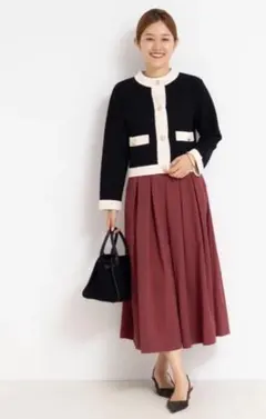 【美品】NOLLEY'S ノーリーズ 配色ニットジャケット ブラック 金ボタン