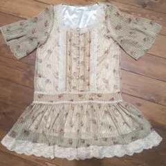 axes femme 花柄レース付きストライプミニワンピース