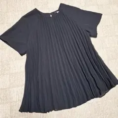 ◎ UNIQLO 黒 プリーツ T ブラウス M