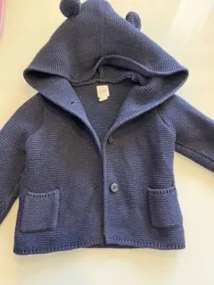 baby GAP ネイビー くまちゃん耳フード付きアウター カーディガン