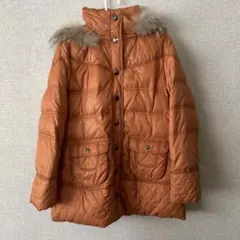 オレンジ キルティング ダウンジャケット