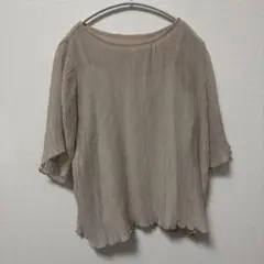 GRL 半袖ブラウス ベージュ プリーツ加工