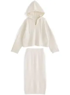 GRL パーカー×タイトスカートニットセットアップ[mb1565]