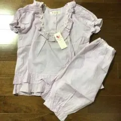 タグ付　未使用　ワコール　ナイティ　半袖　パジャマ上下　M　綿100％　薄紫のサムネイル