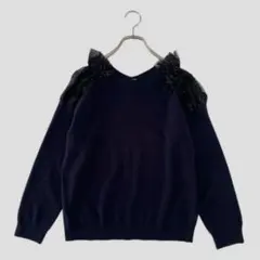 LANVIN en Bleu ショルダーチュール プルオーバー ニット