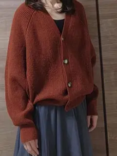 GU リブ編み Vネック ドルマンコークンカーディガン Mサイズ　ニット