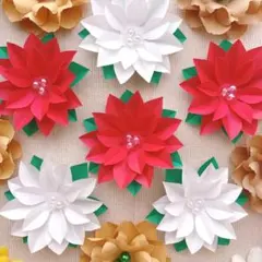 ❁⃘*.゜ハンドメイド クリスマス ポインセチア 壁面飾り 折り紙 冬❁⃘*