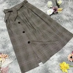 MANGO CASUAL チェックフレアスカート　(XS)のサムネイル