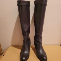 ダークブラウン レザー ロングブーツ23.5cm