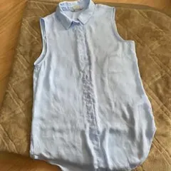 水色 ノースリーブ シャツ 夏向け