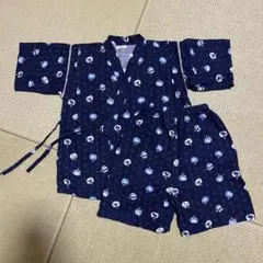 甚平　120 ネイビー　紺色　うちわ柄