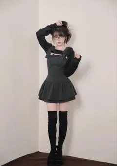 bunnylis ふわもこボレロ×ストライプミニワンピセット - メルカリ