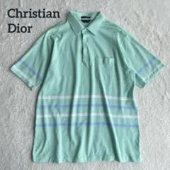 クリスチャンディオール ポロシャツ ロゴ刺繍 ボーダー 半袖 メンズ XL