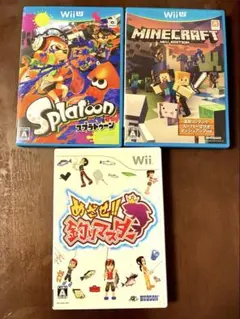 Wii Uソフト スプラトゥーン、マインクラフト、wiiソフト釣りマスター　３本