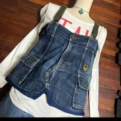 【一点物】デニムリメイクベスト　ミリタリー