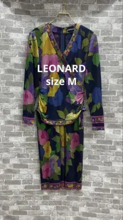 T476♪ LEONARDレオナール 長袖花柄 원피스 サイズM