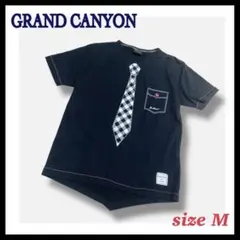 GRAND CANYON ネクタイプリント 半袖 Tシャツ メンズ M 綿 黒のサムネイル