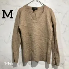カシミヤニット Vネック ブラック 長袖 ベーシック M レディースのサムネイル