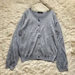 シャンブルドゥシャーム ドット 刺繍 カーディガン