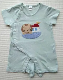 cottoli バースデイ 50-60 水色刺繍ロンパース