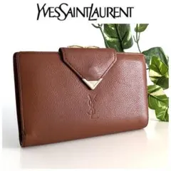 良品 イヴサンローラン ヴィンテージ レザー がま口 財布 レディース メンズ
