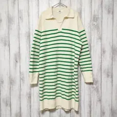 ユニクロ (L)　スムースコットン ボーダー ニットワンピース