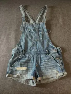 デニムブルー ショートオーバーオール