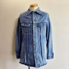 稀少 70s リー Lee デニムブッシュジャケット 黒タグ 美ブルー USA