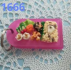 1166 小ネームホルダーお弁当(松茸ご飯&若鶏唐揚げ)濃いピンク