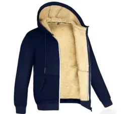 裏ボア フルジップ パーカー 厚手 [ネイビー] [Lサイズ] 防寒 暖か 極暖