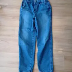 ユニクロ　デニムブルー ゴムウエスト ストレートパンツ 150