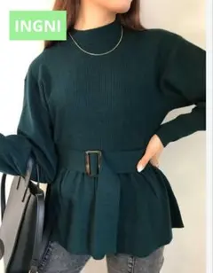 値下げ⤵️【INGNI 】ダークグリーン ハイネックニット