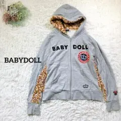 【ベビードール】パーカー 160㎝　S　ディズニーコラボ　豹柄　グレー　訳あり