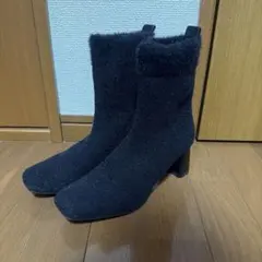 【MELMO】モヘアライク ショートブーツ 黒