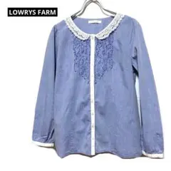 LOWRYS FARM　 襟元レース仕様　長袖シャツブラウス　Mサイズ