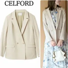 CELFORD✨袖スリットリネンライクジャケット ダブル 金ボタン 2way