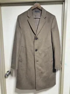 UNIQLO ユニクロ ブラウン チェック柄 ウールカシミヤチェスターコート