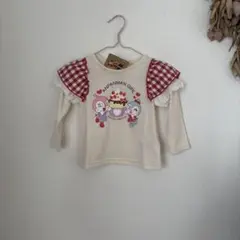 新品　アンパンマン　長袖　レース　チェック　Tシャツ 90 子供服