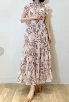 プリーツオーナメントプリントワンピース　0サイズ スナイデル　snidel