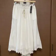 新品　クチュールブローチ　ガーゼのように柔らかレースのペチパンツ　ガウチョパンツ