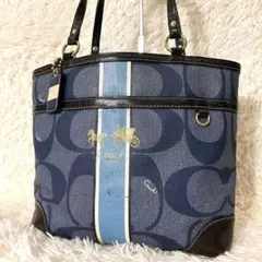 コーチ coach トートバッグ シグネチャー ヘリテージ デニム調 PVC