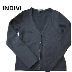 【美品】インディヴィ アンゴラ＆ウール ラメ入りカーディガン ブラック M