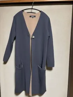 HIROKO BIS グレーロングコートニット素材