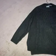 アースミュージック＆エコロジー ケーブルニットセーター F カーキ スリット