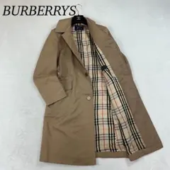 K461 M バーバリー ノバチェック柄 ステンカラーコート ブラウン メンズ